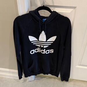 Adidas Black Hoodie with White Trefoil Logo